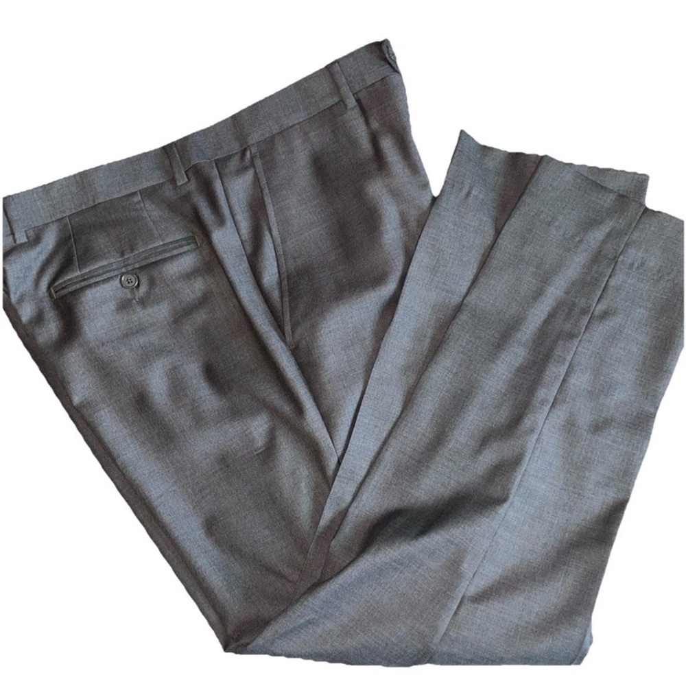 Santorelli Luxury Serge Med Grey Romeo Dress Men Pant Sz 34W 28 L Made in Italy